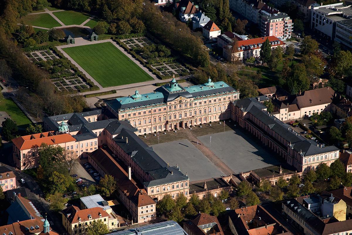 Aerial view of the palace grounds, Rastatt Residential Palace