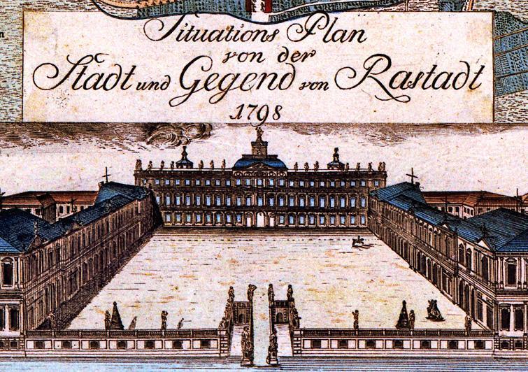 Plan von Schloss und Garten Rastatt aus dem Jahr 1798
