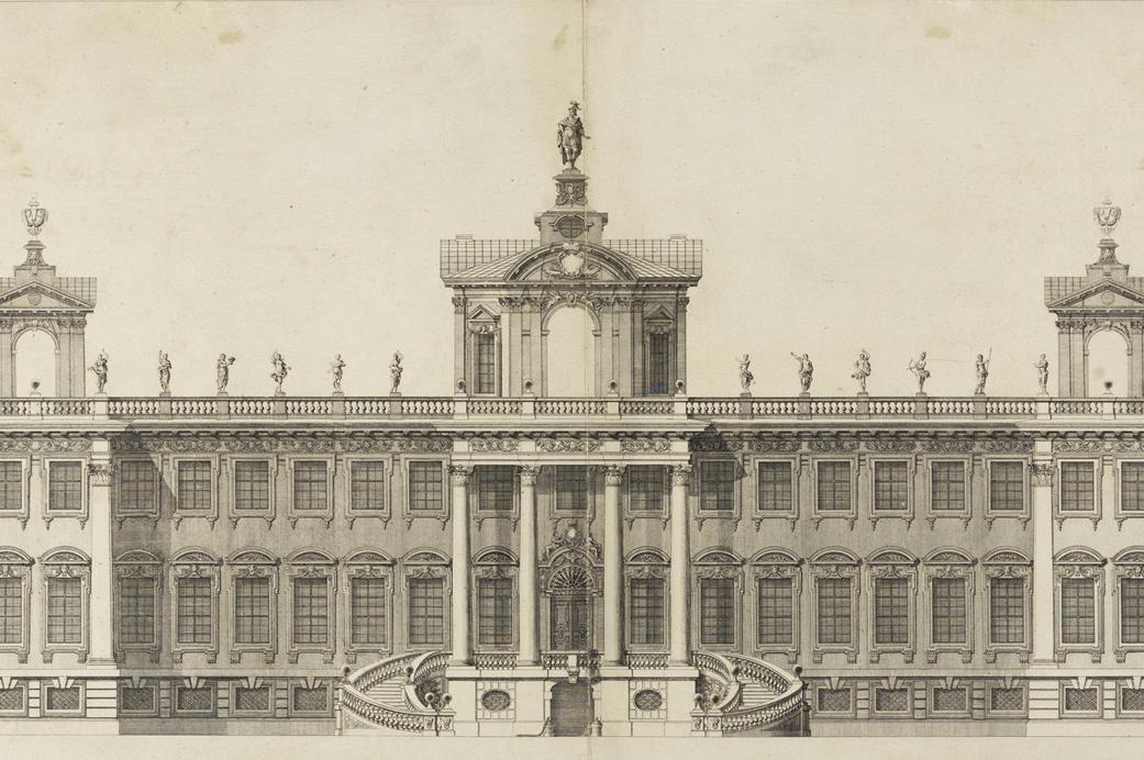 Jagdschloss, Entwurf von 1697, Kupferstich um 1705