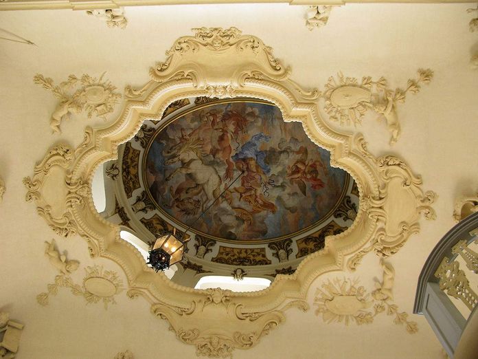 Château Résidentiel de Rastatt, Peintures au plafond de l'escalier