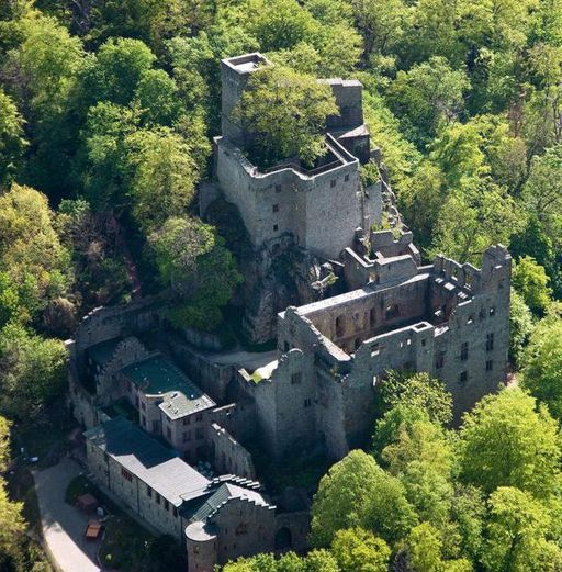 Luftbild vom Alten Schloss Hohenbaden in Baden-Baden