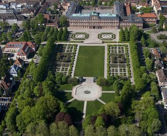 Aerial view of the palace garden, Rastatt Residential Palace
