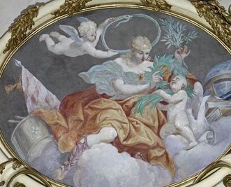 A representation of power, medallion in the ceiling fresco of the ancestral hall, Giuseppe Roli, circa 1705