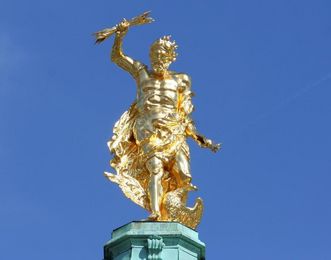 Detail view of golden Jupiter, Rastatt Residential Palace