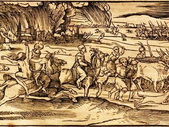 Osmanen beim Plündern und Rauben, Darstellung aus der Türckischen Chronica von Vasco Diaz Tanco