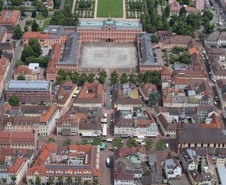 Aerial view of the town of Rastatt with the Residential Palace