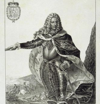 Markgraf Ludwig Wilhelm als Generalleutnant in Rüstung, Lithografie