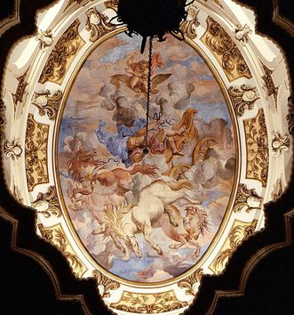 Ceiling fresco over the south staircase: The Fall of Phaeton, Paolo Manni, circa 1700