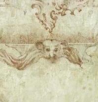 Löwenkopf, Detail aus Wandzeichnung, Residenzschloss Rastatt