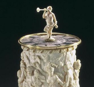 Rastatt Residential Palace, table clock with ivory detail, Ignatius Elhafen, 1697