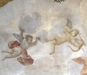 Rastatt Residential Palace, detail from Sibylla Augusta's antechamber, God of Love, Cupid as a cherub