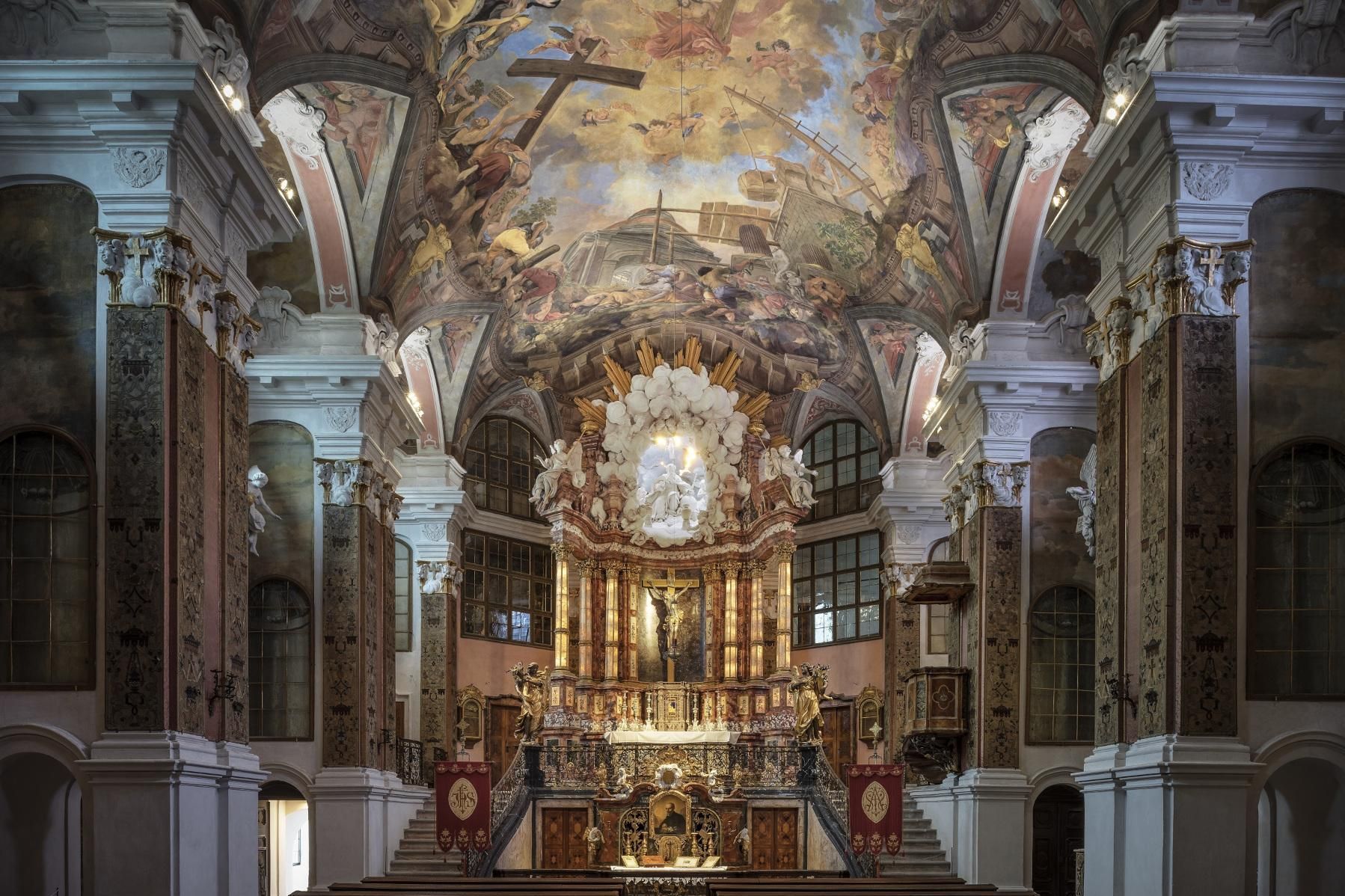 [Translate to Französisch:] Residenzschloss Rastatt, Schlosskirche, Blick in den Innenraum