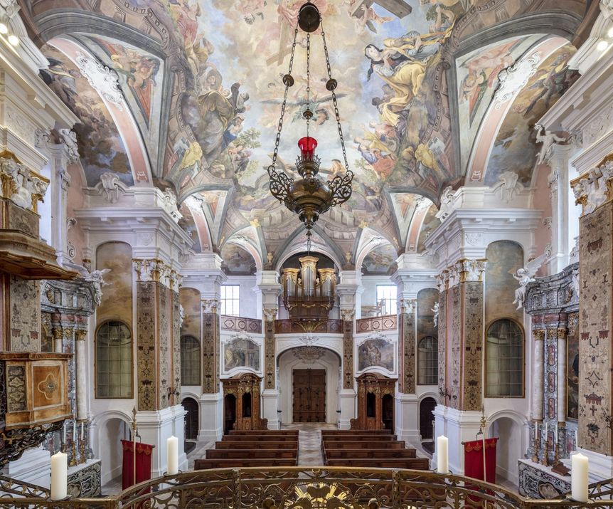 Residenzschloss Rastatt, Schlosskirche, Innenansicht des Kirchenschiffs