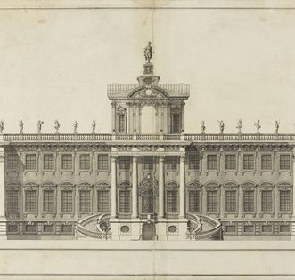 1697 hunting lodge, copper engraving circa 1705, Domenico Egidio Rossi