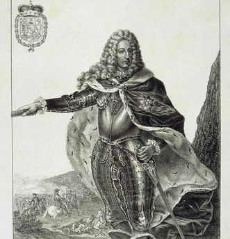 Margrave Ludwig Wilhelm as a lieutenant general in armor, lithograph