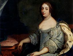 Portrait of Luise Christine von Savoyen-Carignan (1627–1689), by the court painter Heinrich Lihl, between 1654 and 1655, in the Ancestral Hall of Rastatt Residential Palace.