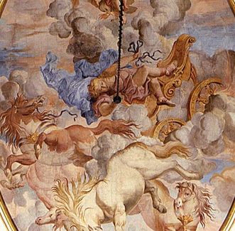 Ceiling fresco over the south staircase: The Fall of Phaeton, Paolo Manni, circa 1700